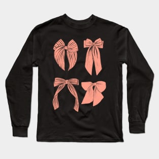 Soft peachy hair ribbon bows striped Long Sleeve T-Shirt